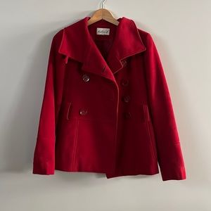 Red pea coat